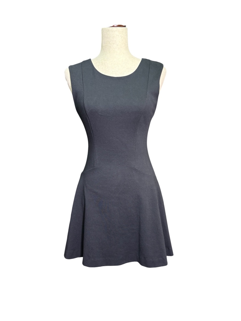 Free People Black Fit Flare Skater Dress Sleeveless Exposed Zip XS